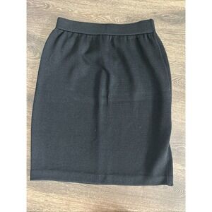 St. John Collection Pencil Skirt Women Sz 6 Black Knit Elastic Waist Waffle MINT